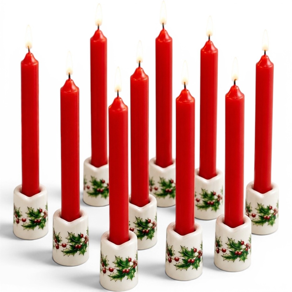 Vintage Bavarian Village Rauschert Porcelain Mini Candleholder Holiday Set of 10